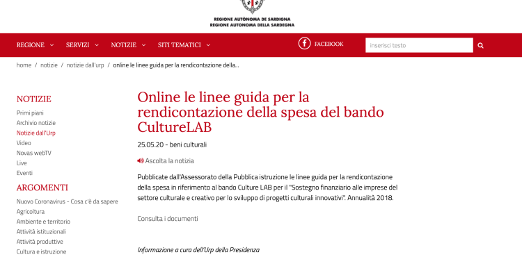 la news di culturelab pubblicata dalla ras la news di culturelab pubblicata dalla ras
