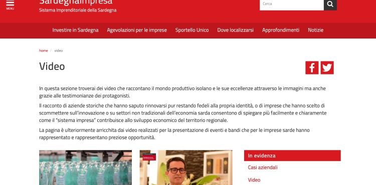la home della sezione video di Sardegna impresa la home della sezione video di Sardegna impresa